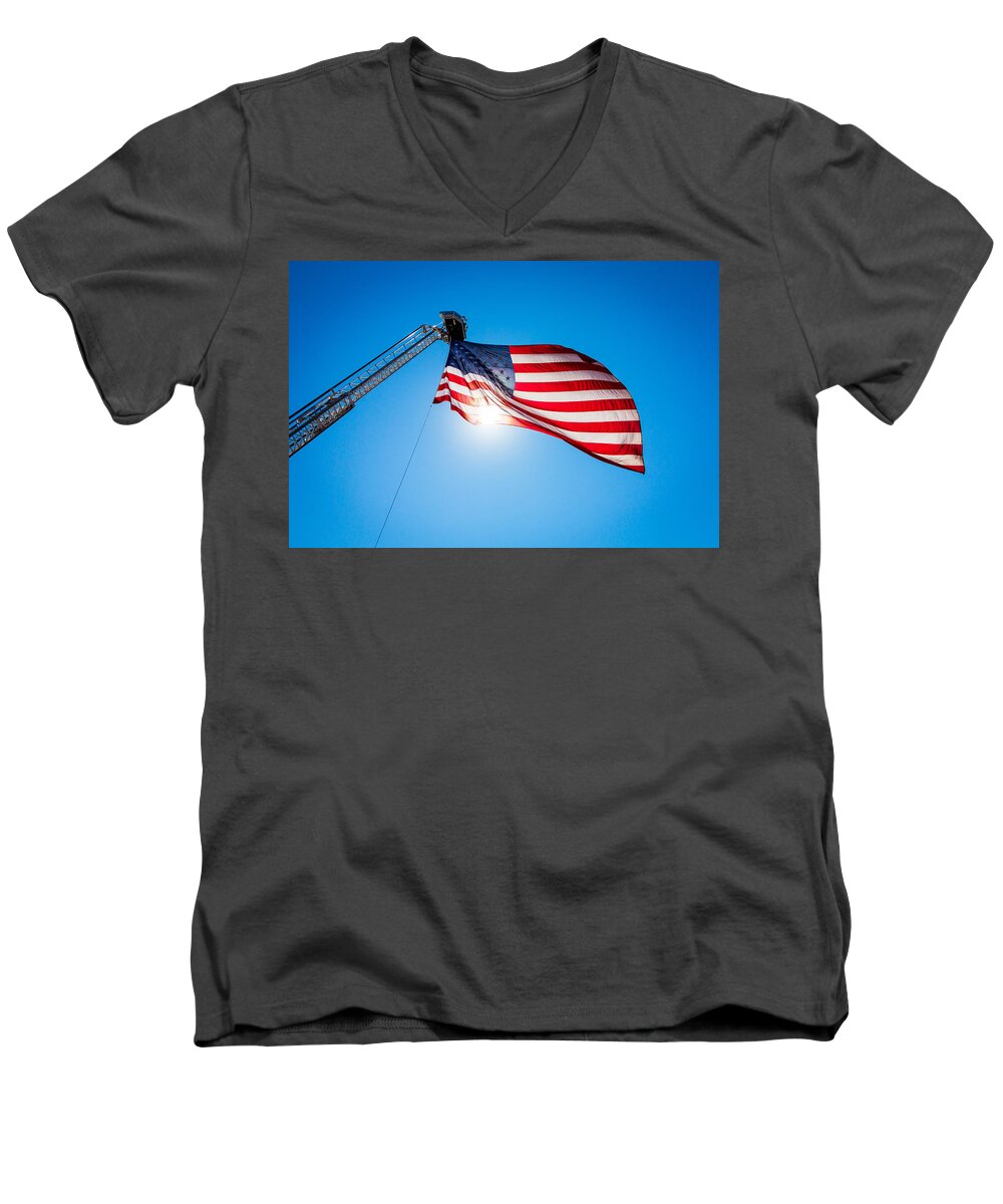 America Men's V-Neck T-Shirt featuring the photograph Stars and Stripes Forever by SR Green