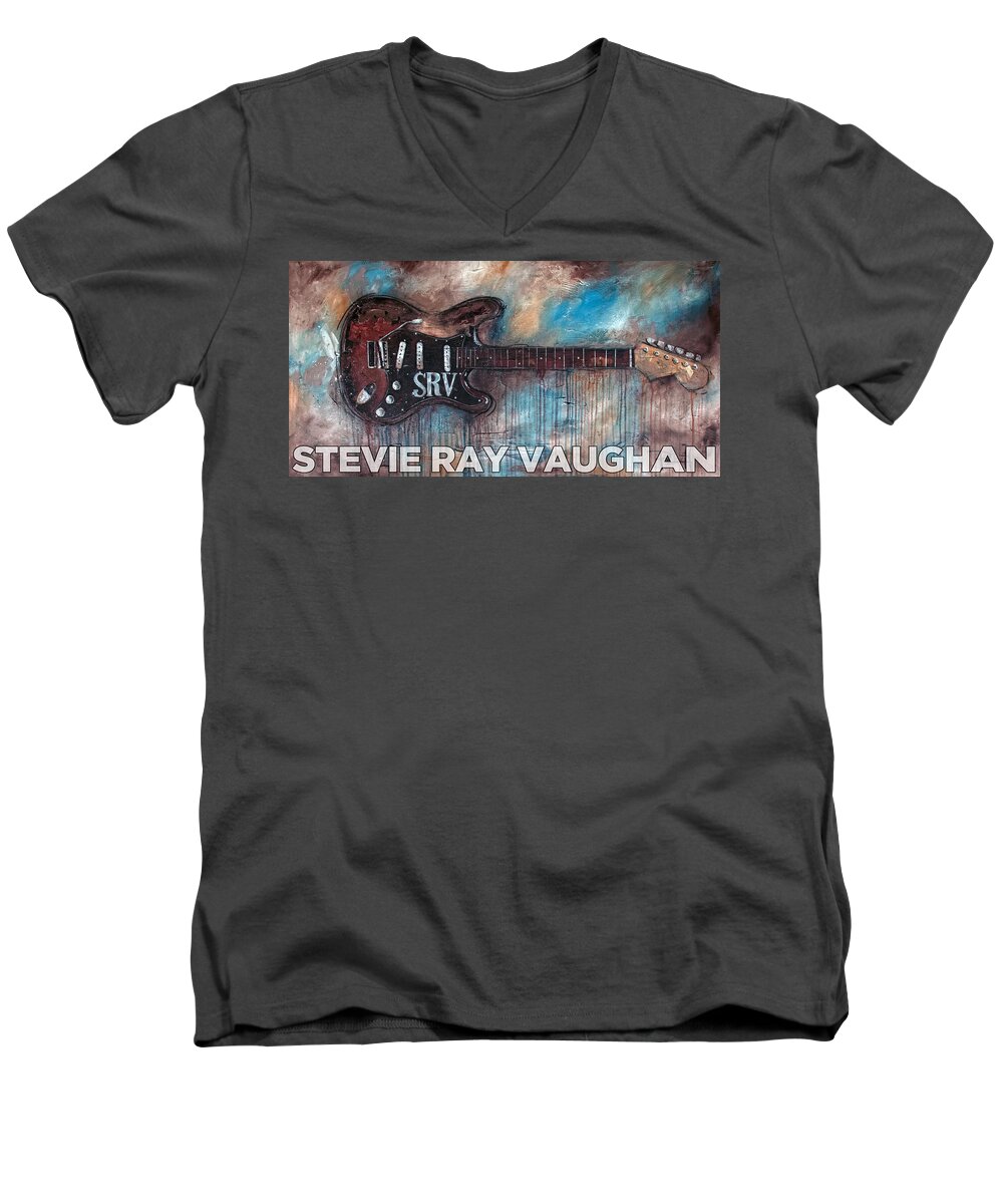 Stevie Ray Vaughan Men's V-Neck T-Shirt featuring the painting Stevie Ray Vaughan Double Trouble by Sean Parnell