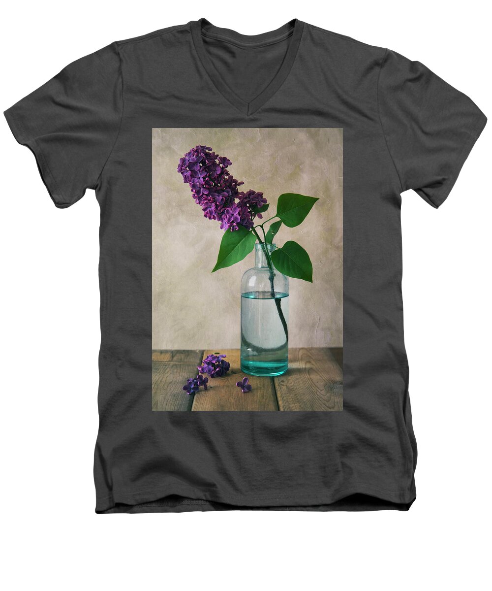 Lilac Men's V-Neck T-Shirt featuring the photograph Still life with fresh lilac by Jaroslaw Blaminsky