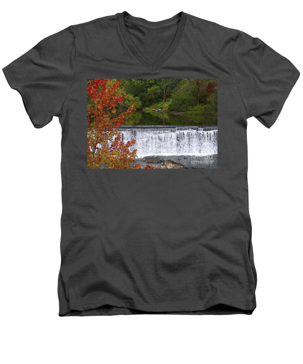 Falls Men's V-Neck T-Shirt featuring the photograph Stillness Of Beauty by Deborah Benoit