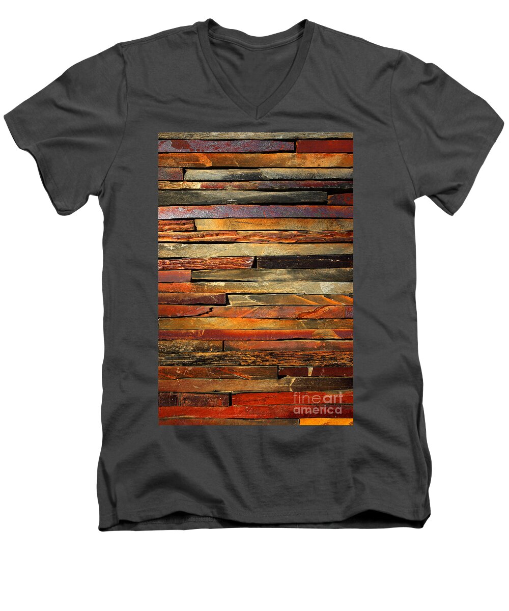 Abstract Men's V-Neck T-Shirt featuring the photograph Stone Blades by Carlos Caetano