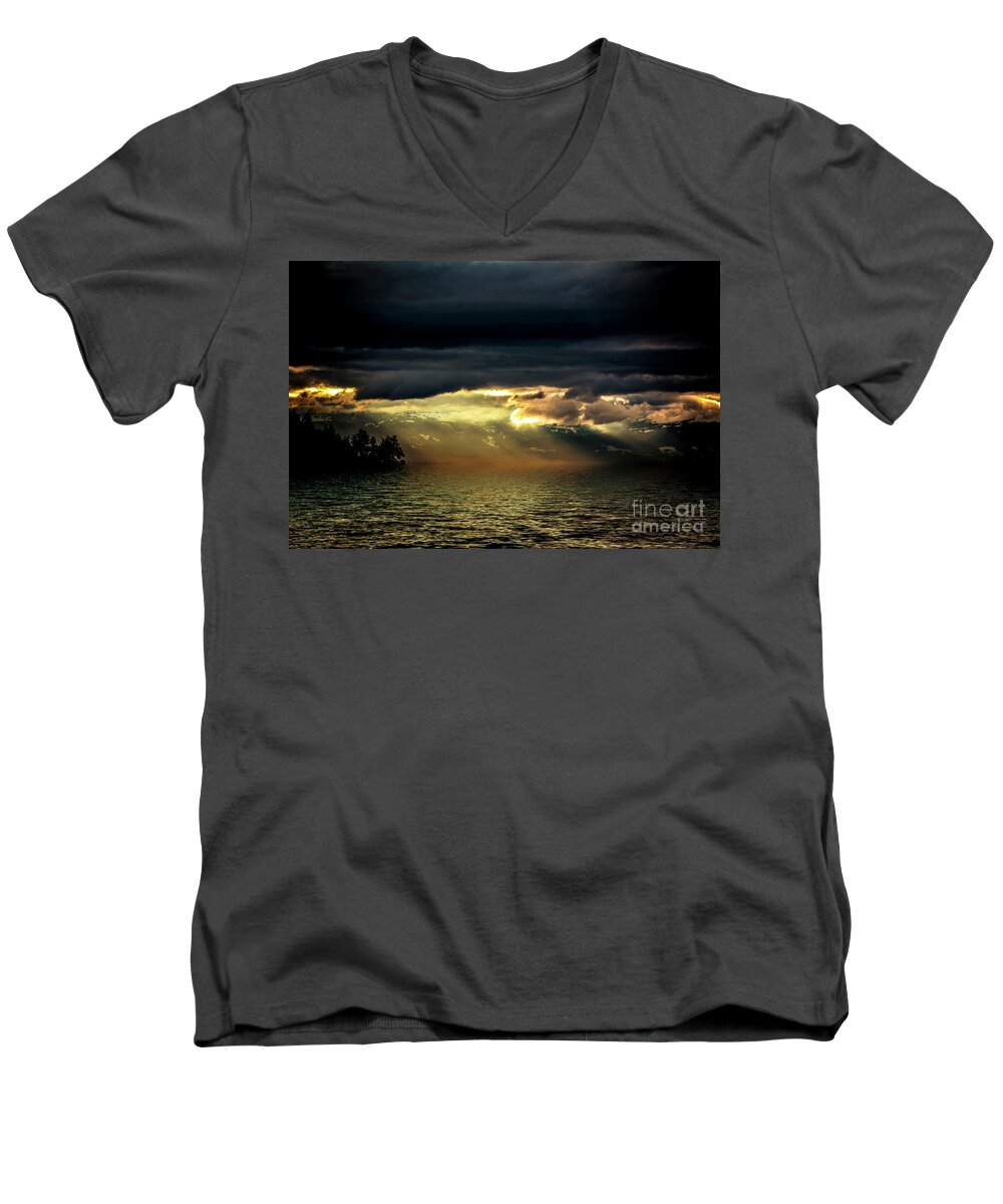 Storm Men's V-Neck T-Shirt featuring the photograph Storm 4 by Elaine Hunter