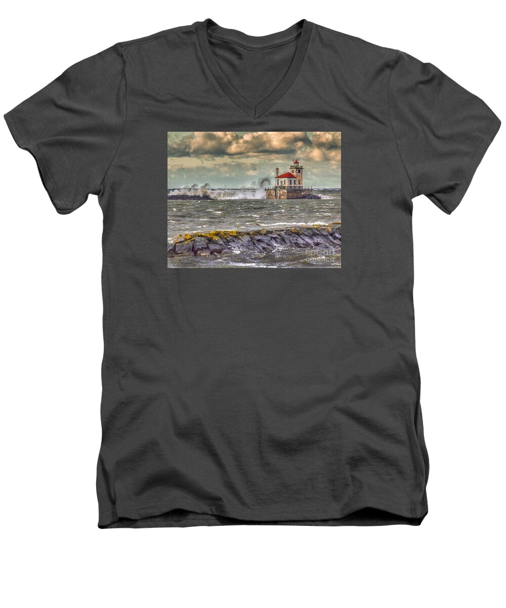 Lighthouses Men's V-Neck T-Shirt featuring the photograph Stormy Waters by Rod Best