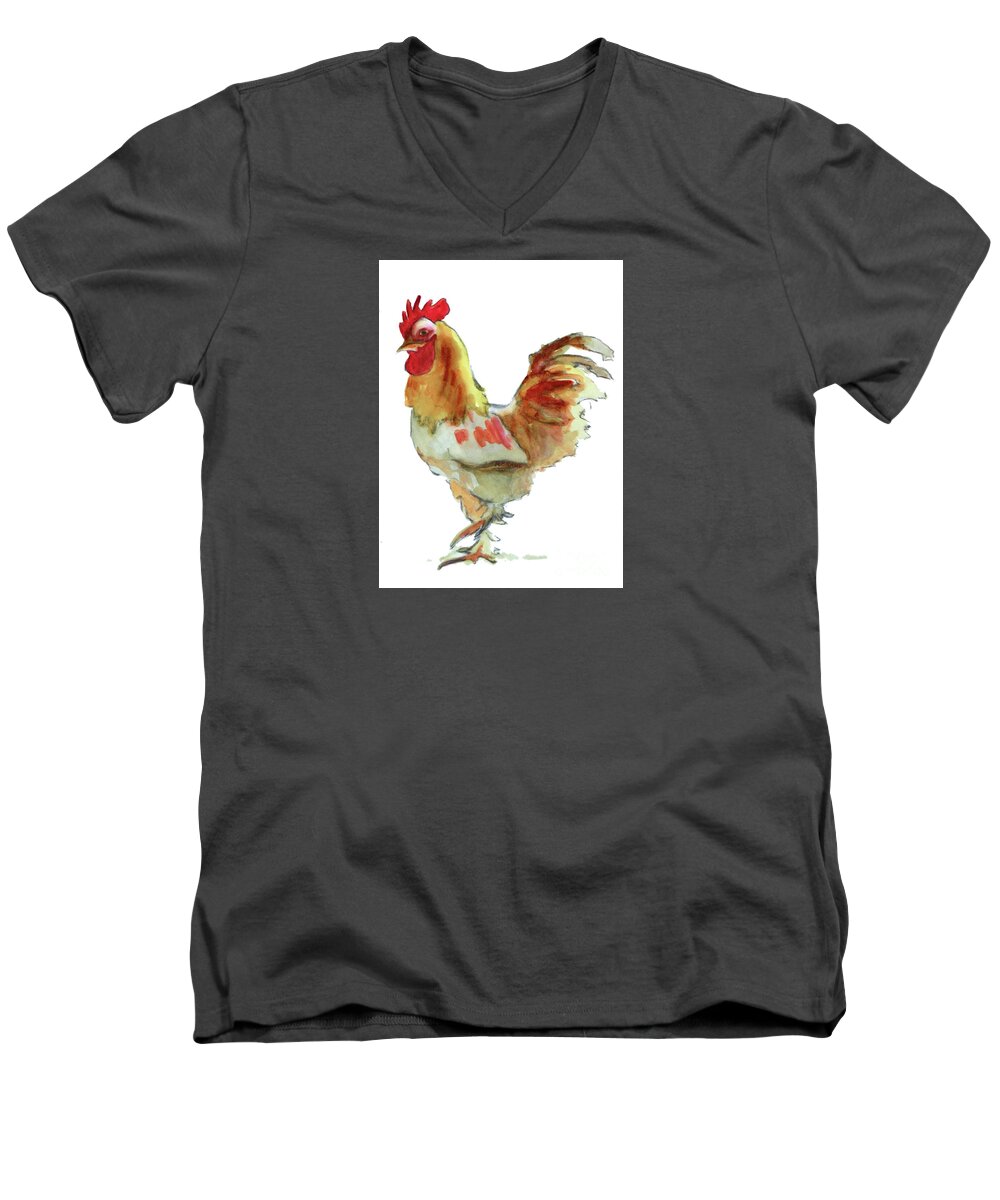 Rooster Men's V-Neck T-Shirt featuring the painting Strut Your Stuff 4 by Kathy Braud