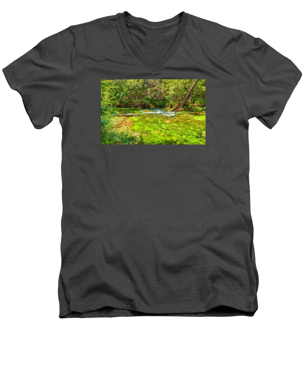Bailey Men's V-Neck T-Shirt featuring the photograph Summer at Alley Springs by John M Bailey