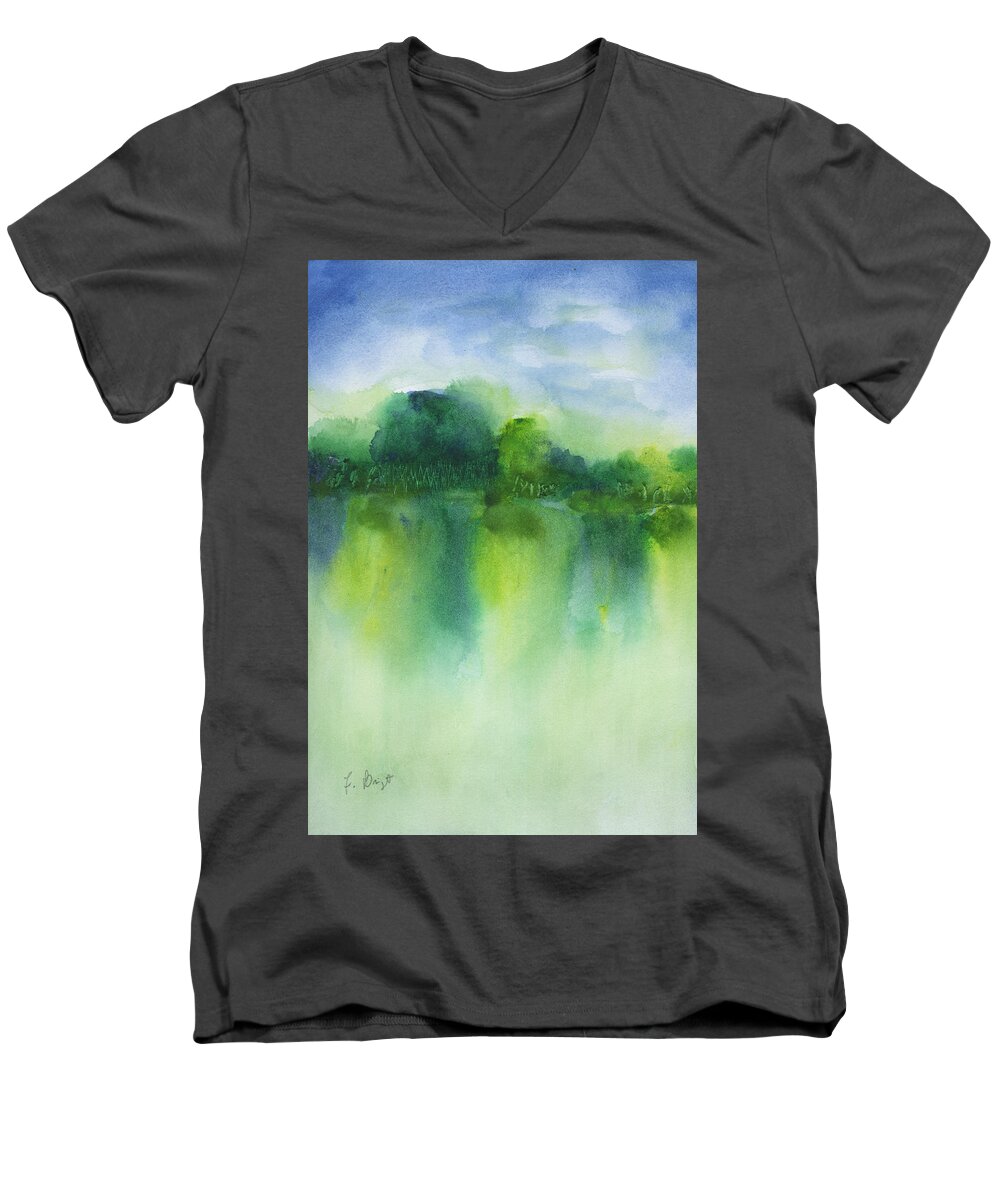 Summer Landscape Men's V-Neck T-Shirt featuring the painting Summer Landscape by Frank Bright
