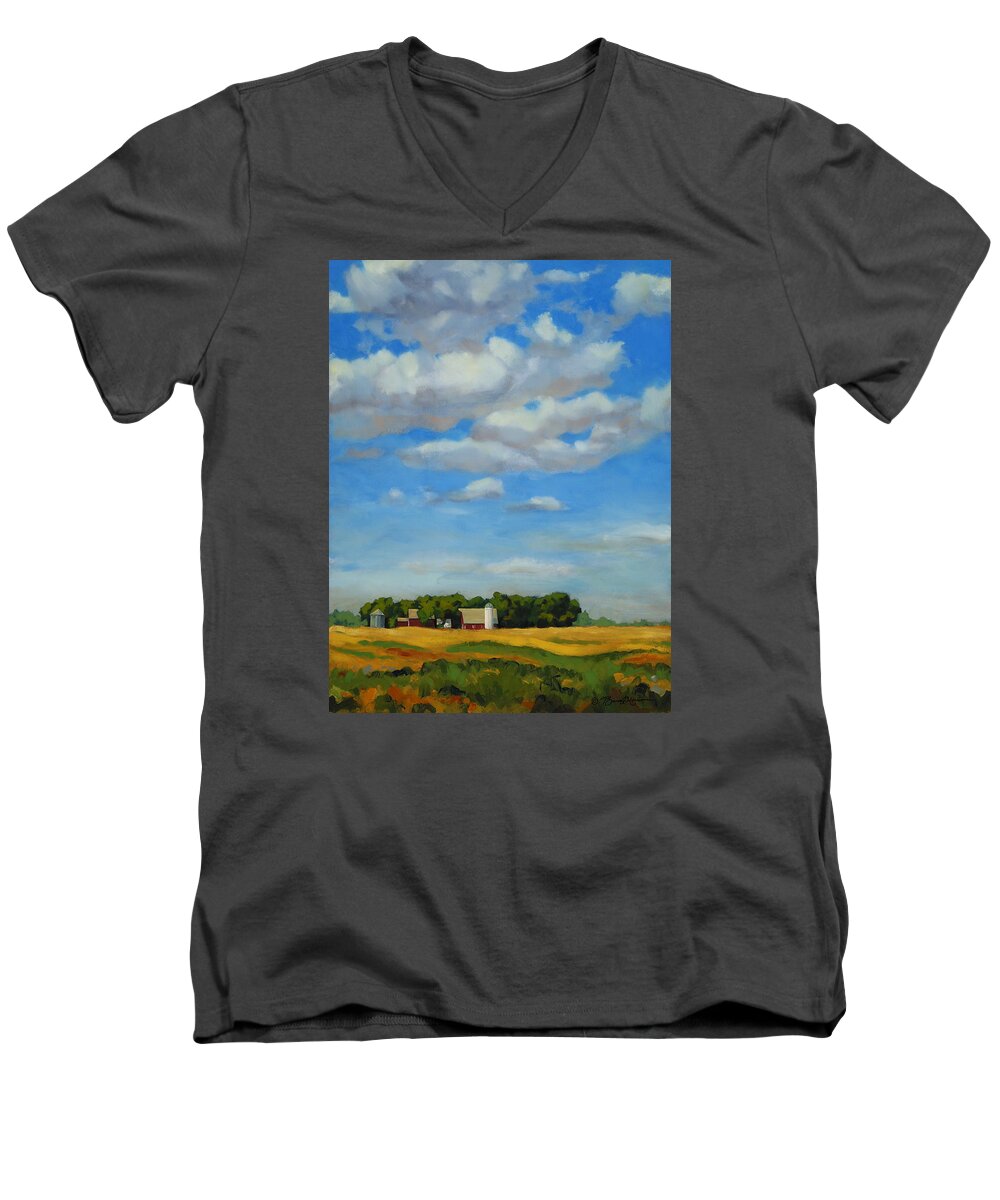 Landscape Men's V-Neck T-Shirt featuring the painting Summer Memories by Bruce Morrison