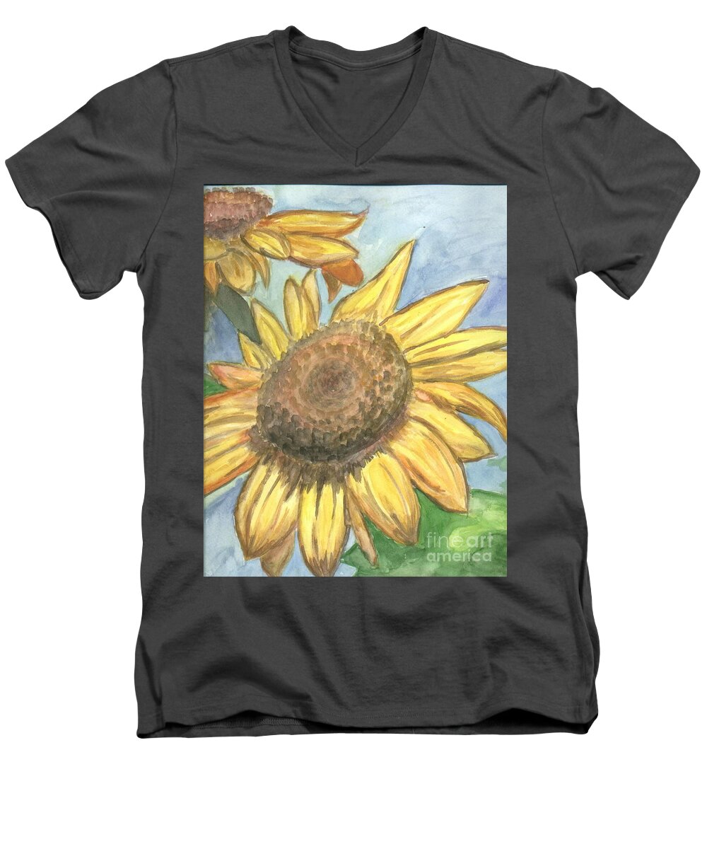 Daisy Men's V-Neck T-Shirt featuring the painting Sunflowers by Jacqueline Athmann