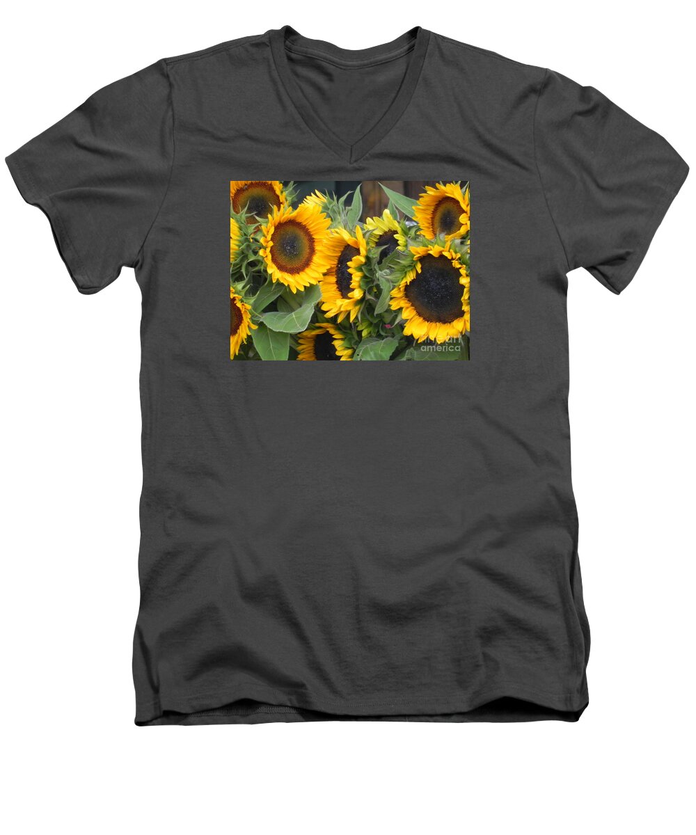 Photography Men's V-Neck T-Shirt featuring the photograph Sunflowers two by Chrisann Ellis