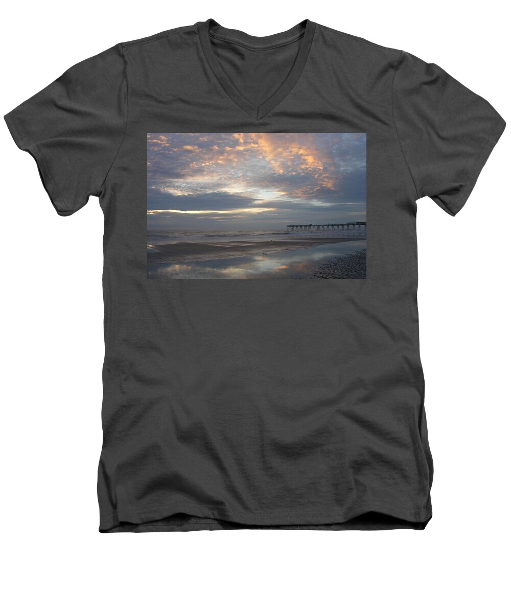 Sunrise Men's V-Neck T-Shirt featuring the photograph Sunglow sunrise by Julianne Felton