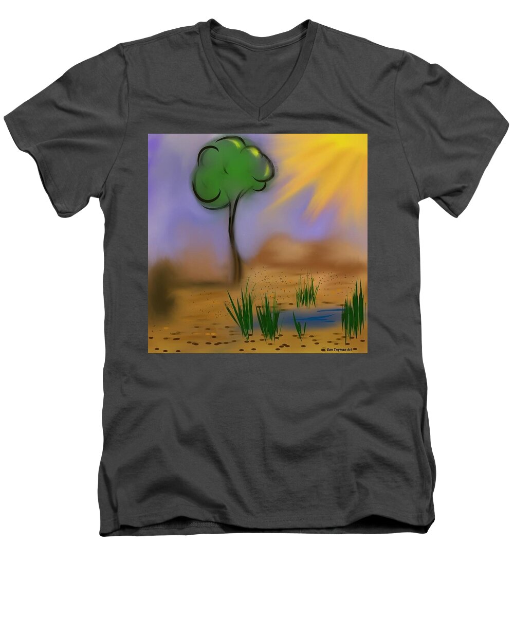 Sunny Day Men's V-Neck T-Shirt featuring the digital art Sunny Day by Dan Twyman