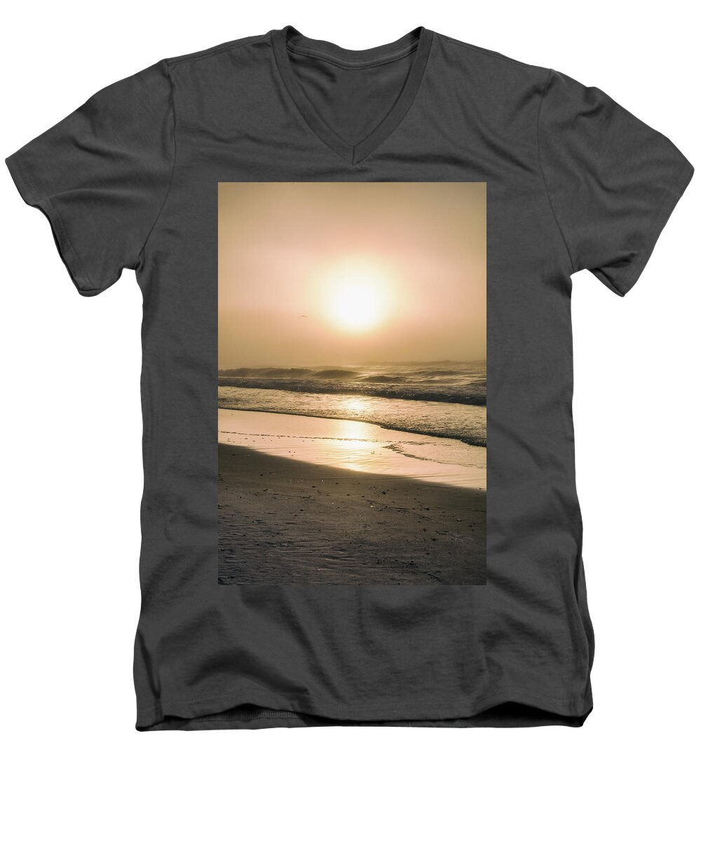Beach Men's V-Neck T-Shirt featuring the photograph Sunrise in Orange Beach by John McGraw