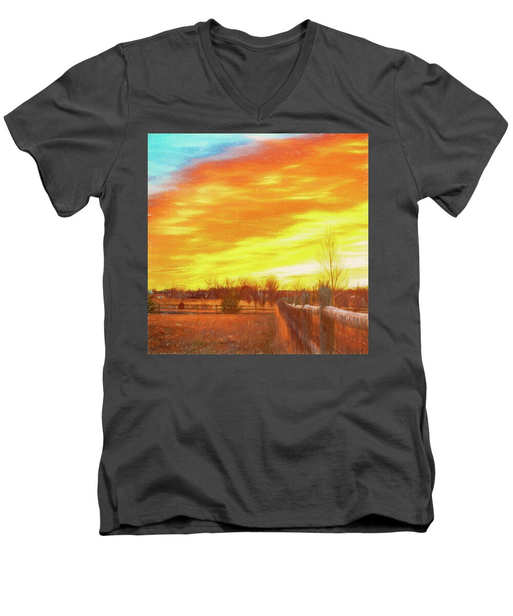 Sunrise Men's V-Neck T-Shirt featuring the photograph Sunrise by Jennifer Grossnickle