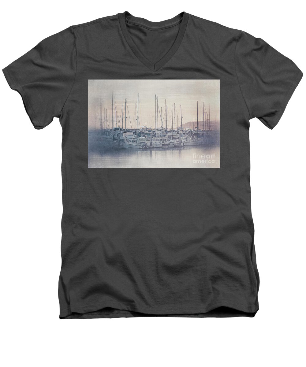 California Men's V-Neck T-Shirt featuring the photograph Sunset at the Marina by Teresa Wilson