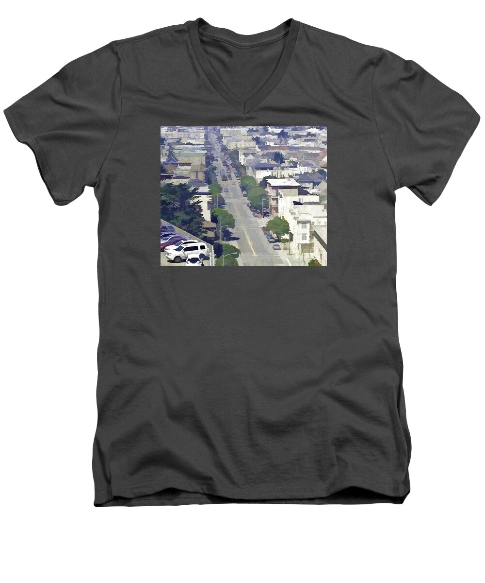 San Francisco Men's V-Neck T-Shirt featuring the photograph Sunset Days by Joyce Creswell
