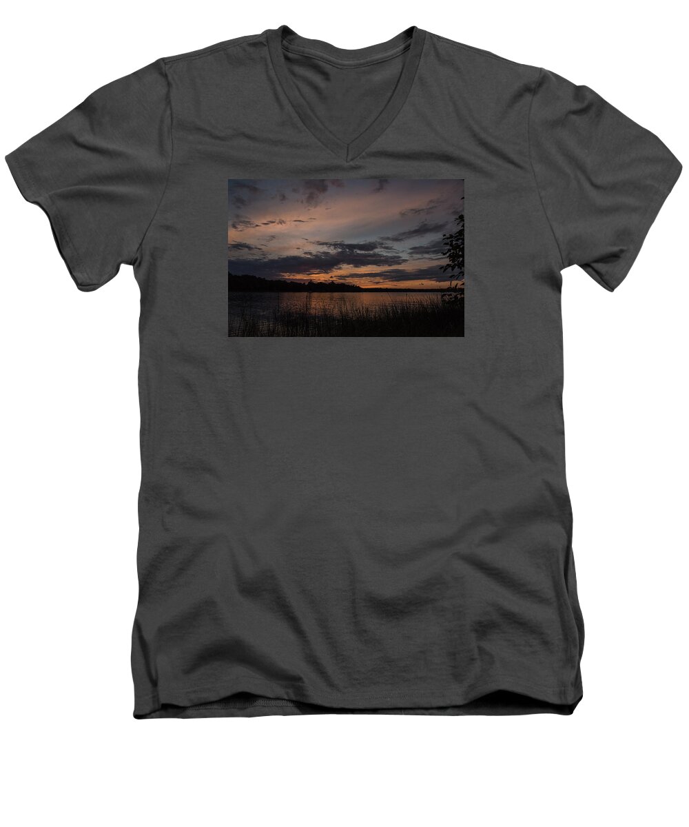 Camelot Island Men's V-Neck T-Shirt featuring the photograph Sunset from Afternoon Beach by Gary Eason
