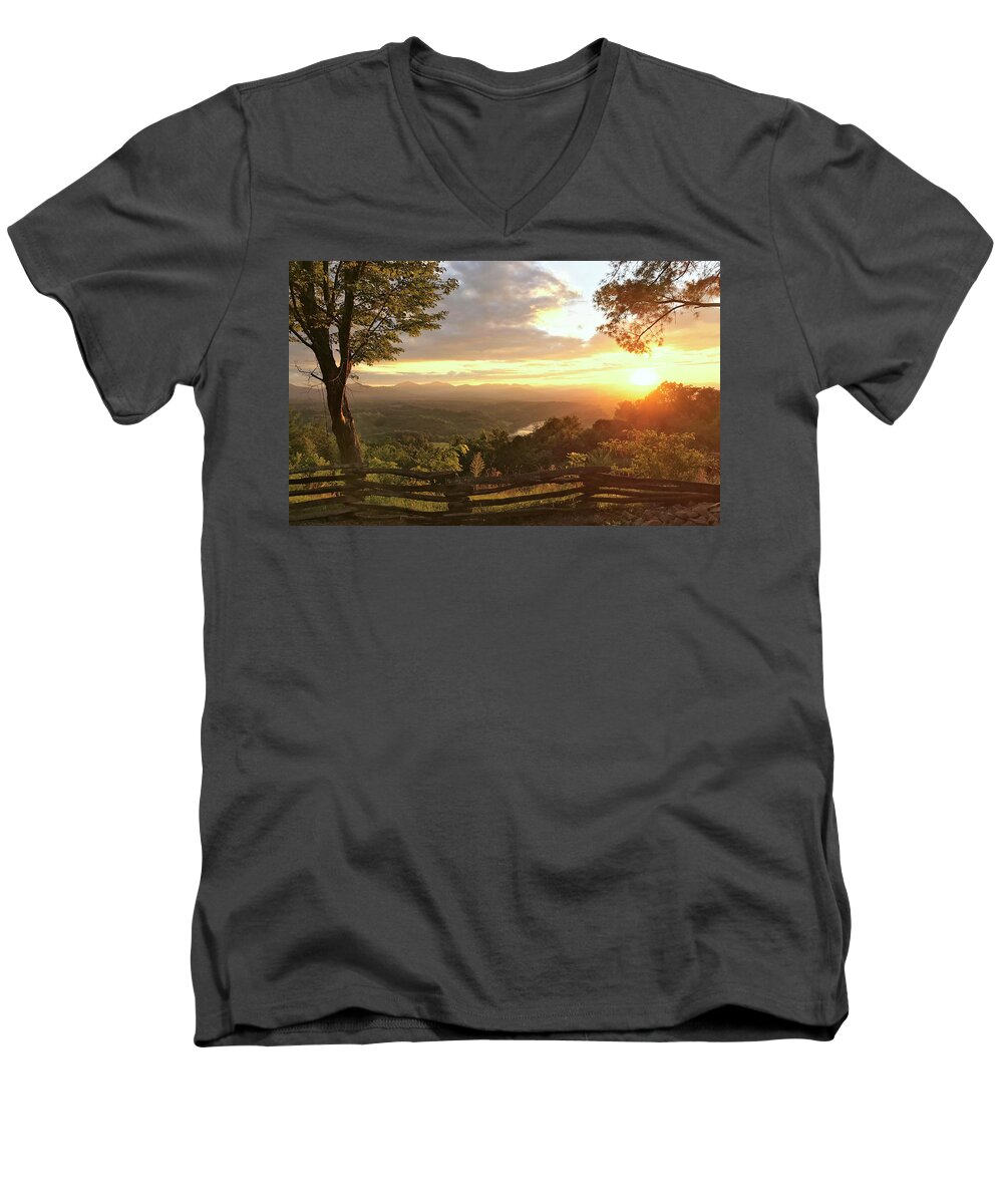 Sunset Men's V-Neck T-Shirt featuring the photograph Sunset Over the Blue Ridge Mountains by Paul Schreiber