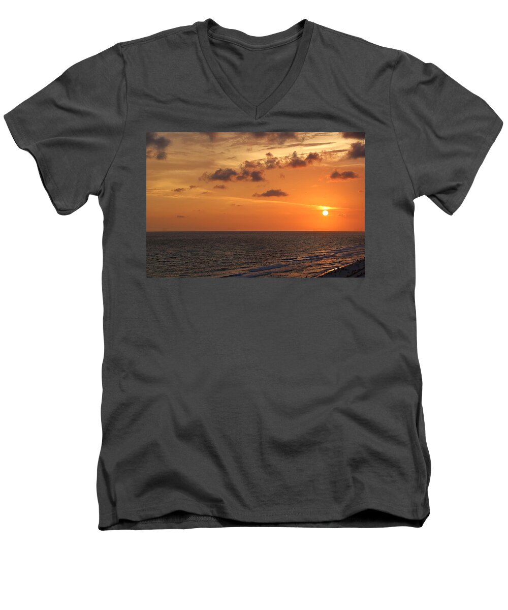 Panama City Men's V-Neck T-Shirt featuring the photograph Sunset Panama City Florida by Theresa Campbell