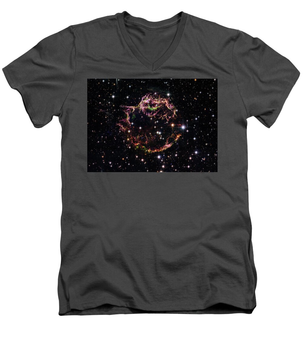 Cassiopeia A Men's V-Neck T-Shirt featuring the photograph Supernova Remnant Cassiopeia A by Marco Oliveira
