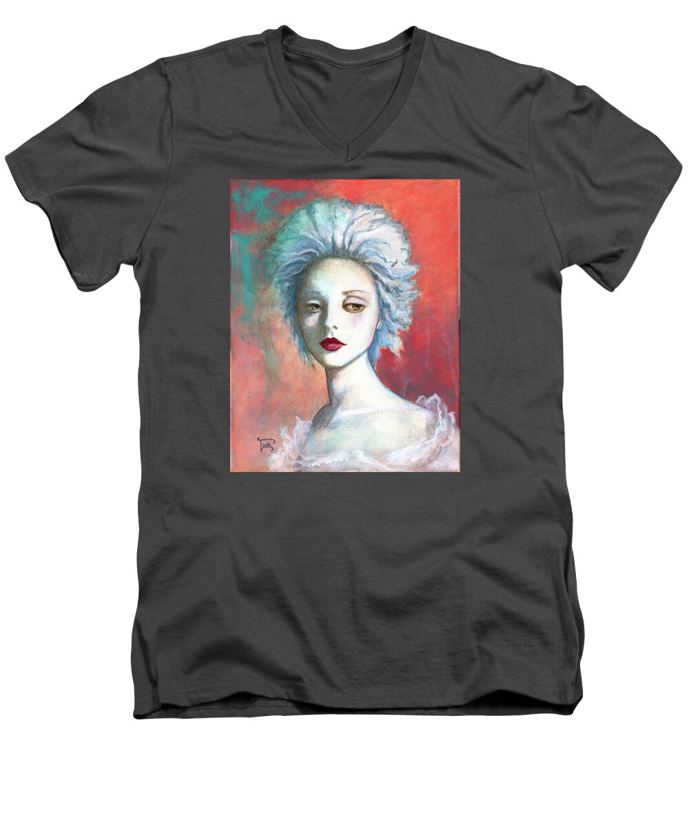 Portrait Men's V-Neck T-Shirt featuring the painting Sweet Love Remembered by Terry Webb Harshman