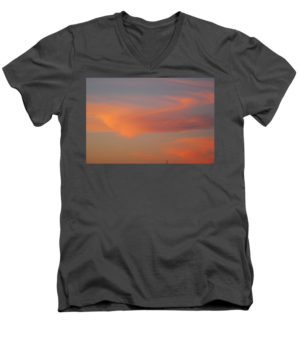 Sky Men's V-Neck T-Shirt featuring the photograph Swirling Clouds in Evening by Wanda Jesfield