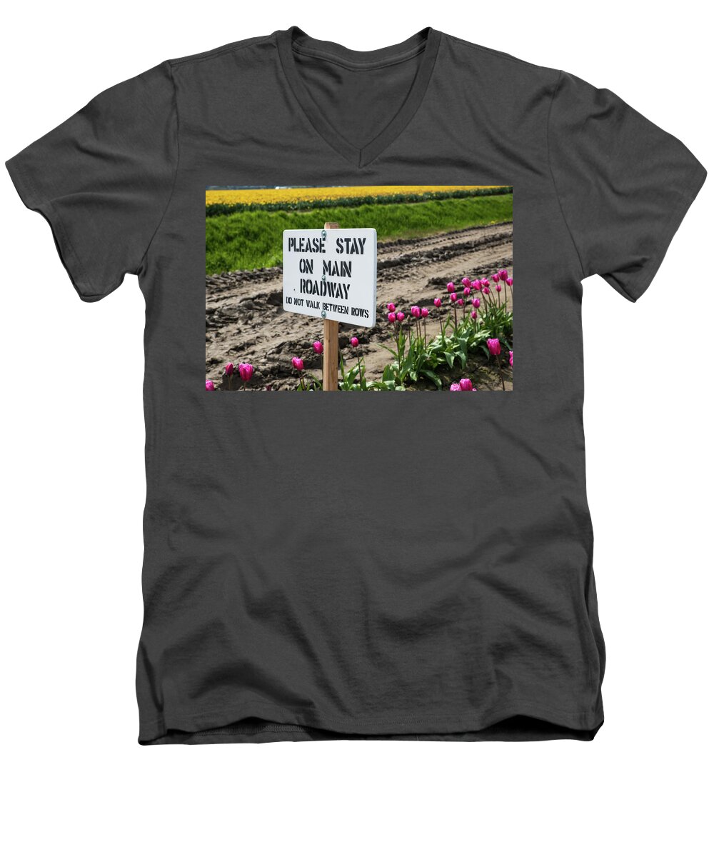 Flower Fields Men's V-Neck T-Shirt featuring the photograph Take Heed by Tom Cochran