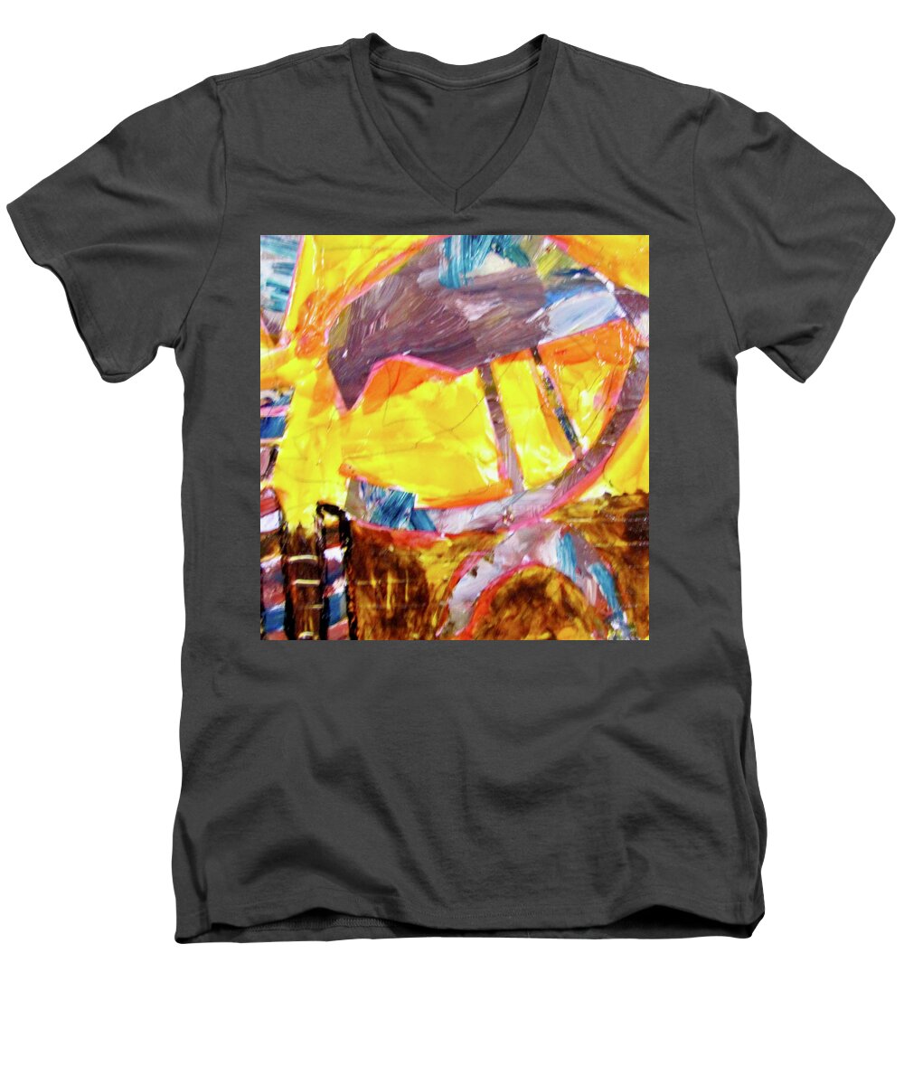 Birds Men's V-Neck T-Shirt featuring the painting Tall Bird by Carole Johnson