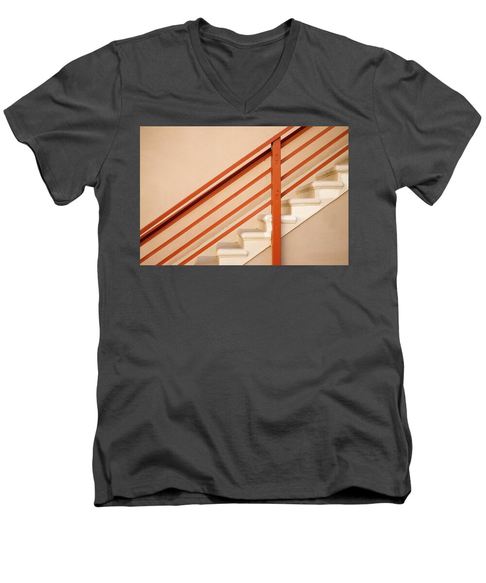 Staircase Men's V-Neck T-Shirt featuring the photograph Tan Stairs Venice Beach California by David Smith