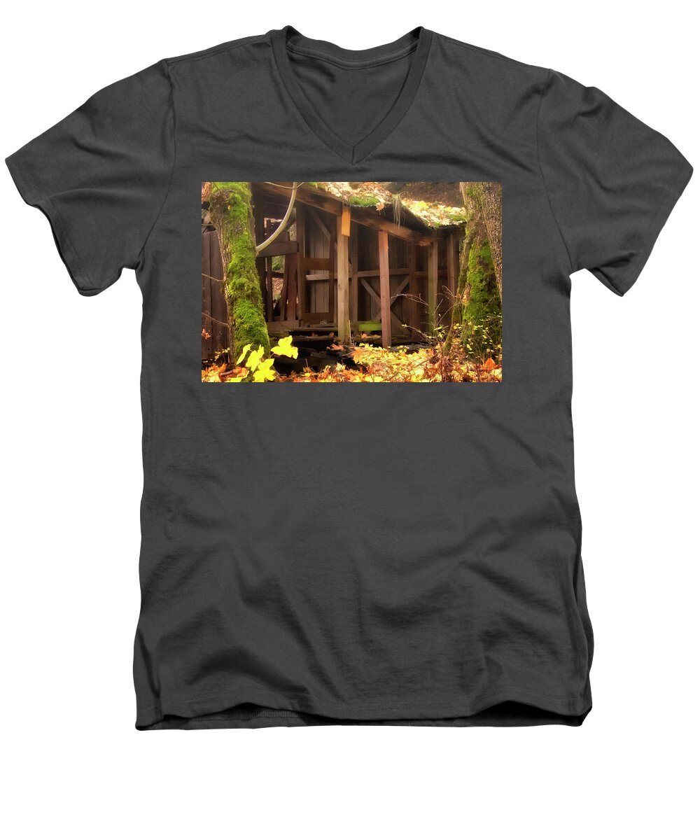 Autumn Color Men's V-Neck T-Shirt featuring the photograph Temporary Shelter by Albert Seger