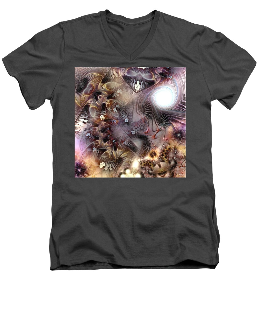 Abstract Men's V-Neck T-Shirt featuring the digital art Terminating Turpitude by Casey Kotas