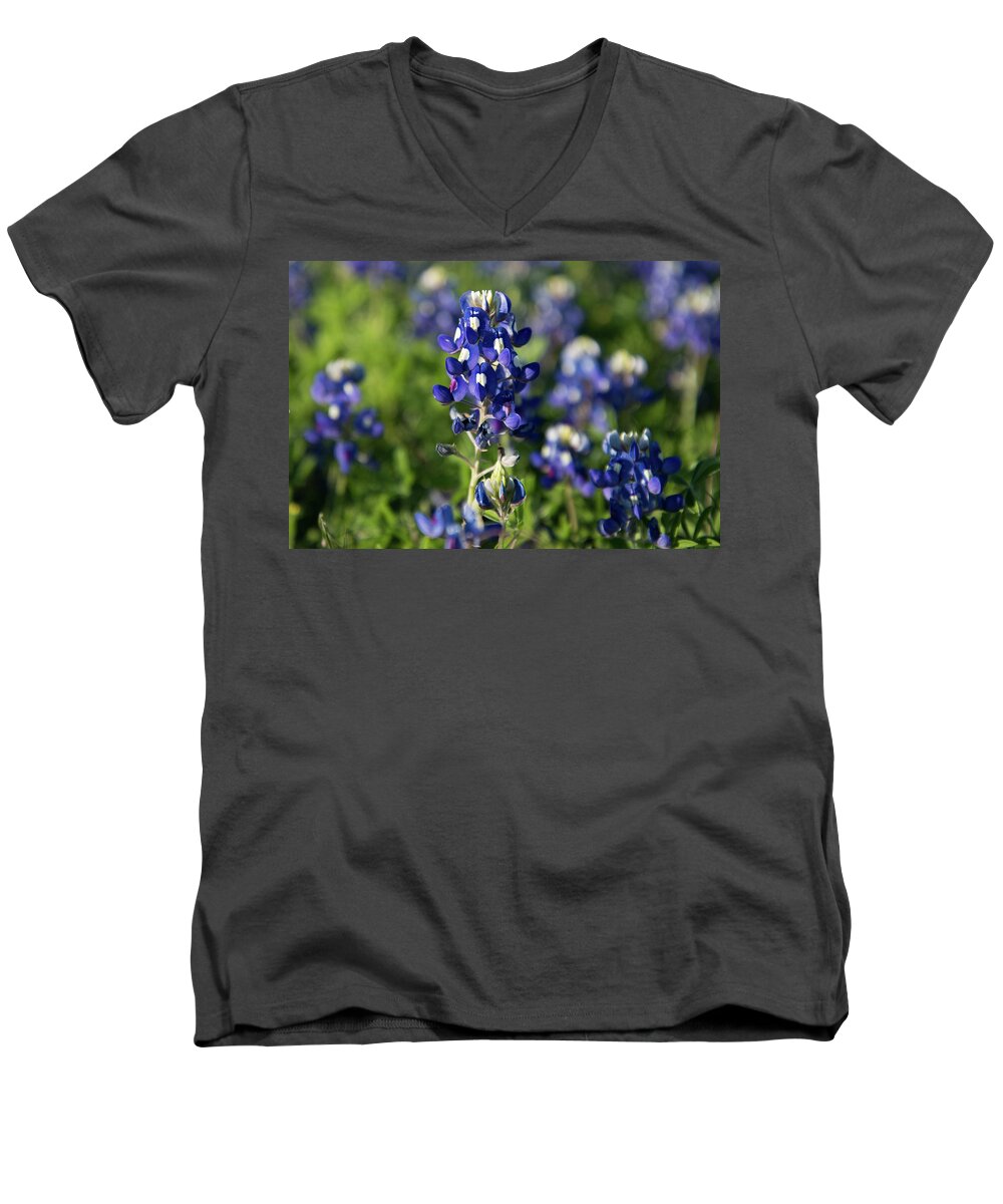 Bluebonnet Men's V-Neck T-Shirt featuring the photograph Texas Bluebonnets by Frank Madia