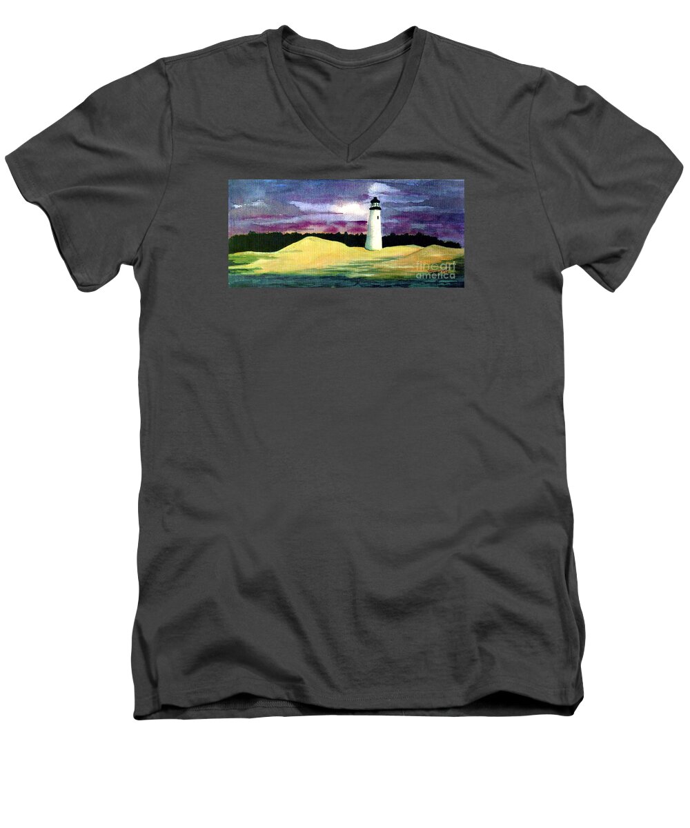 Fine Art Men's V-Neck T-Shirt featuring the painting The Beacon by Patricia Griffin Brett