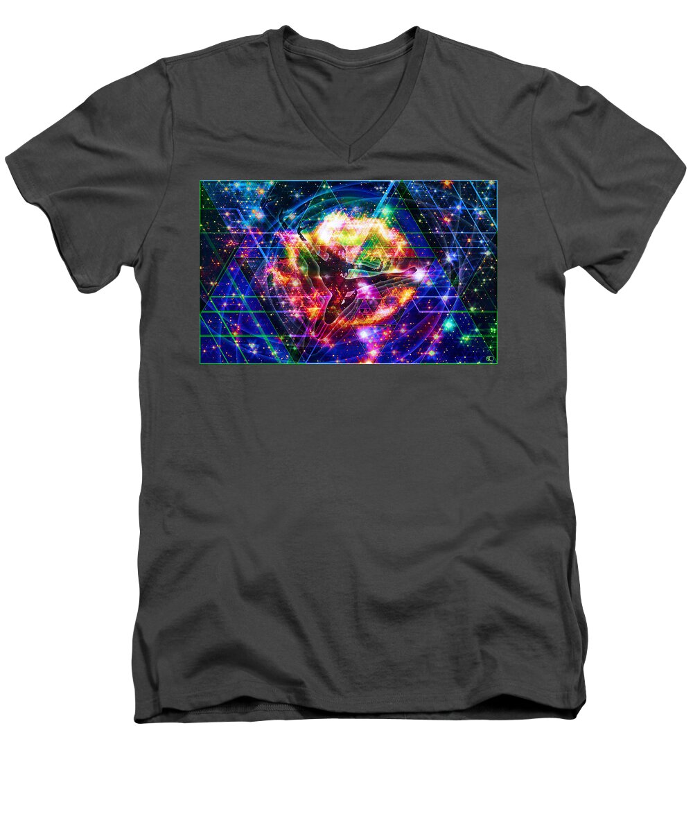 Cassiopeia Men's V-Neck T-Shirt featuring the digital art The Beholder by Kenneth Armand Johnson
