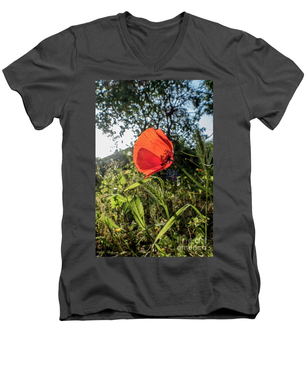 Color Men's V-Neck T-Shirt featuring the photograph The big red by Arik Baltinester