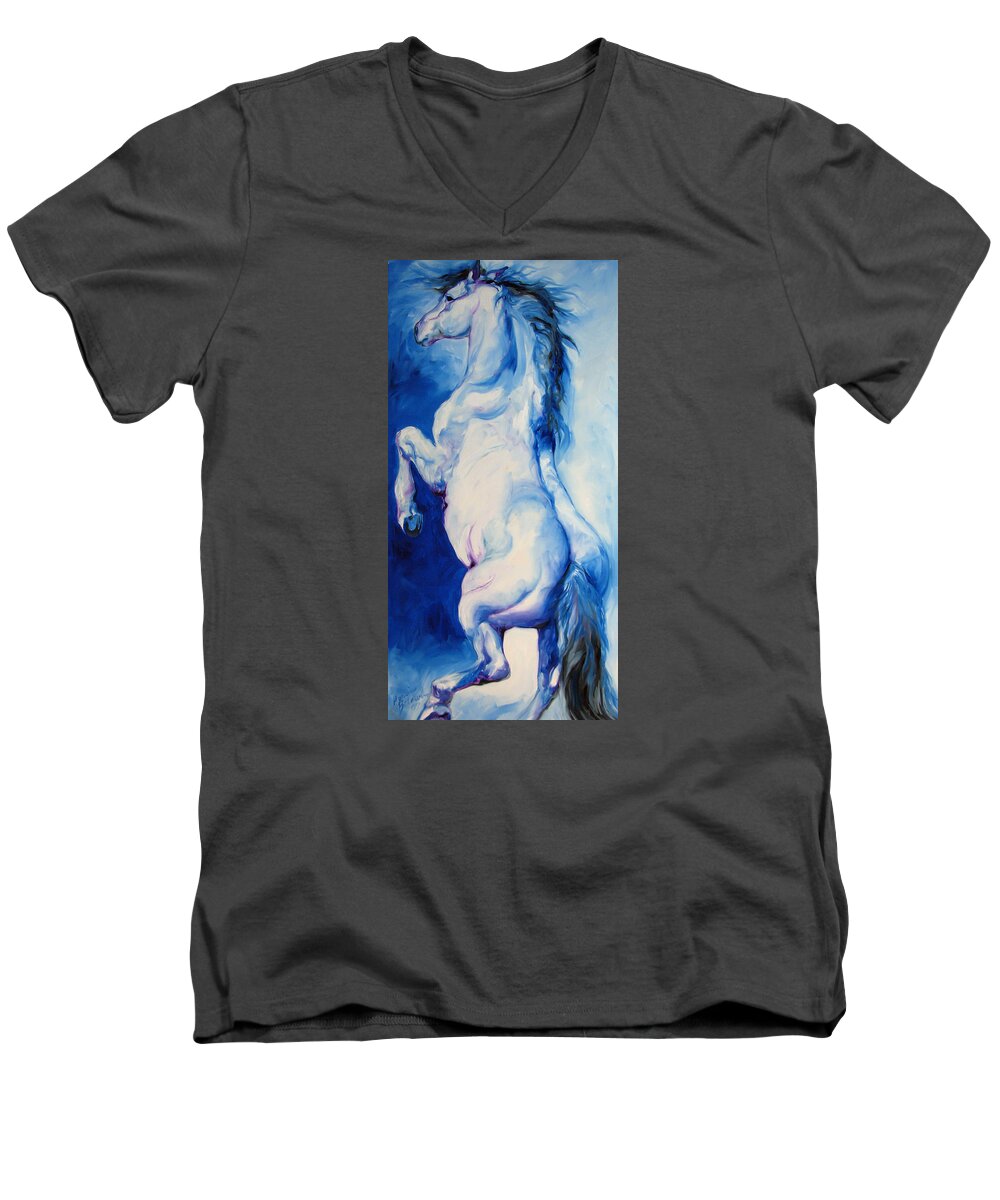 Horse Men's V-Neck T-Shirt featuring the painting The Blue Roan by Marcia Baldwin