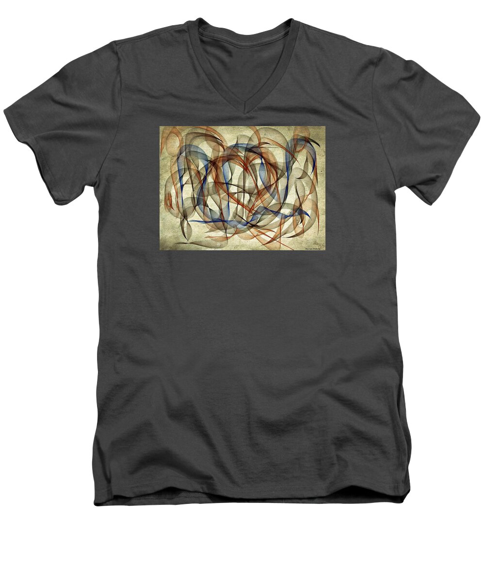 Blues Men's V-Neck T-Shirt featuring the painting The Blues Abstract by Marian Lonzetta