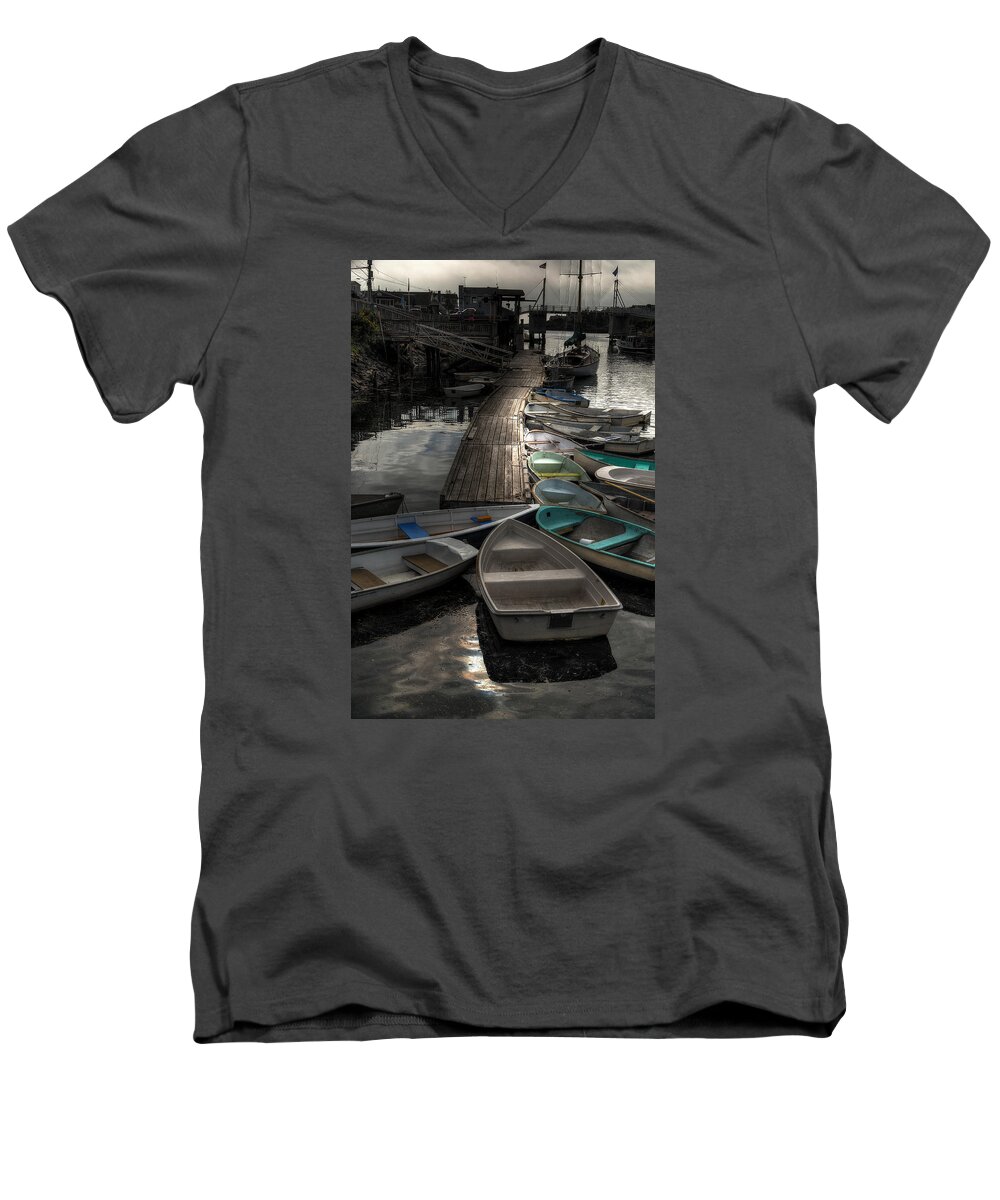 Boats Men's V-Neck T-Shirt featuring the photograph The Calm Before by Richard Ortolano