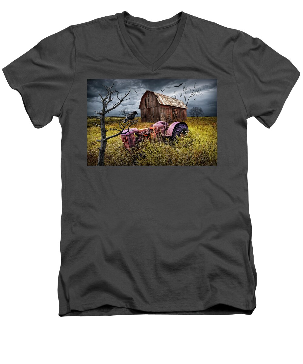 Art Men's V-Neck T-Shirt featuring the photograph The Decline and Death of the Small Farm by Randall Nyhof