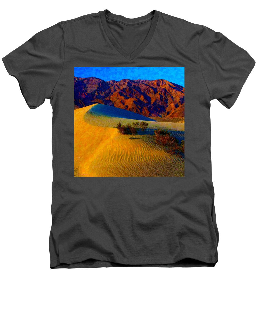Poster Men's V-Neck T-Shirt featuring the digital art The Dunes at Dusk by Chuck Mountain