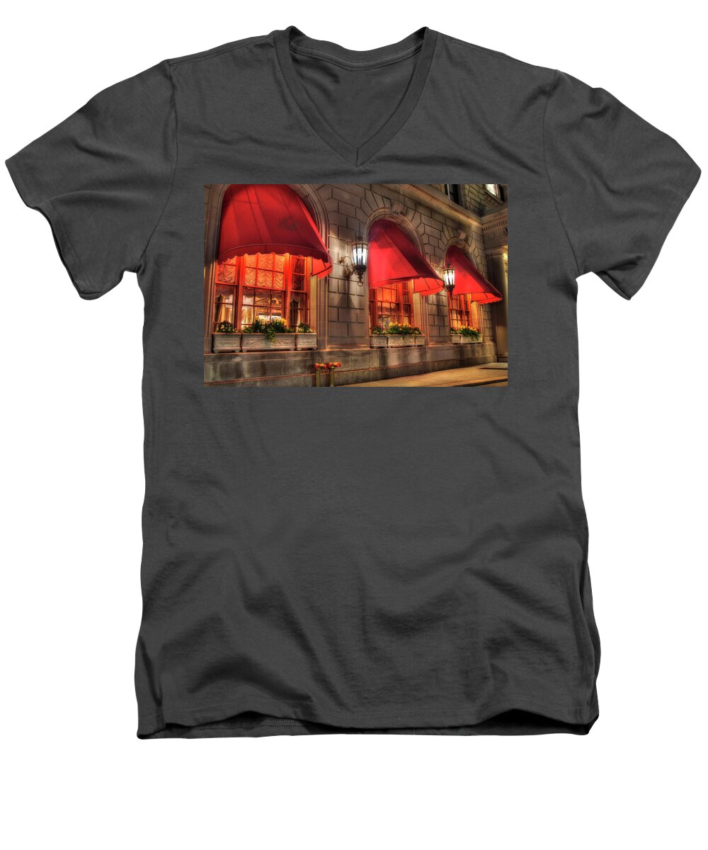 Boston Architecture Men's V-Neck T-Shirt featuring the photograph The Fairmont Copley Plaza Hotel - Boston by Joann Vitali