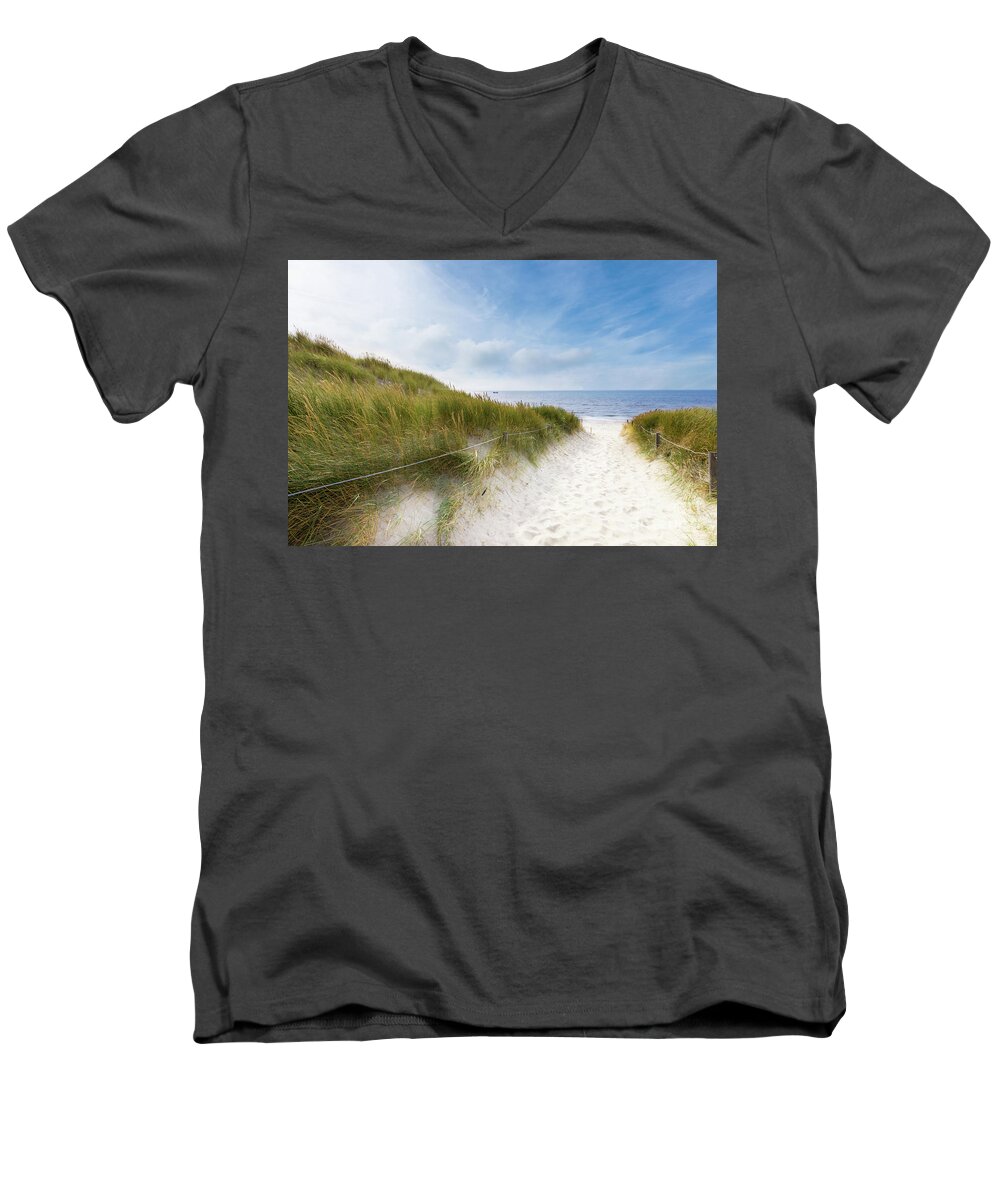 Europe Men's V-Neck T-Shirt featuring the photograph The First Look At The Sea by Hannes Cmarits