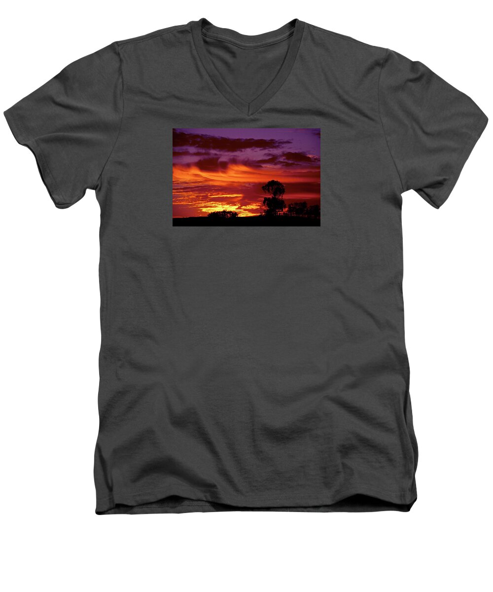 The Walkers Men's V-Neck T-Shirt featuring the photograph The Flame Thrower by The Walkers