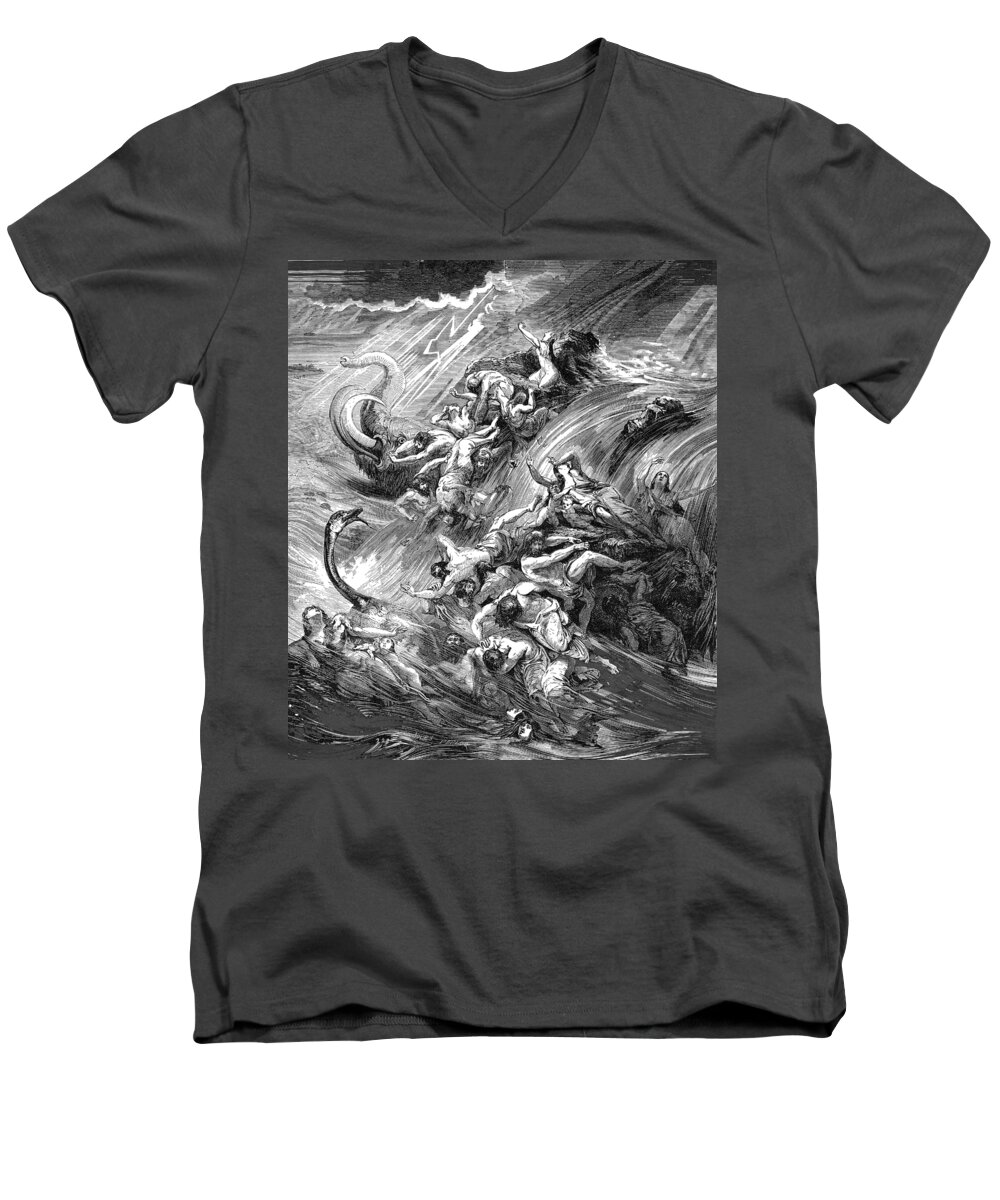 Deluge Men's V-Neck T-Shirt featuring the painting The flood by The one eyed Raven