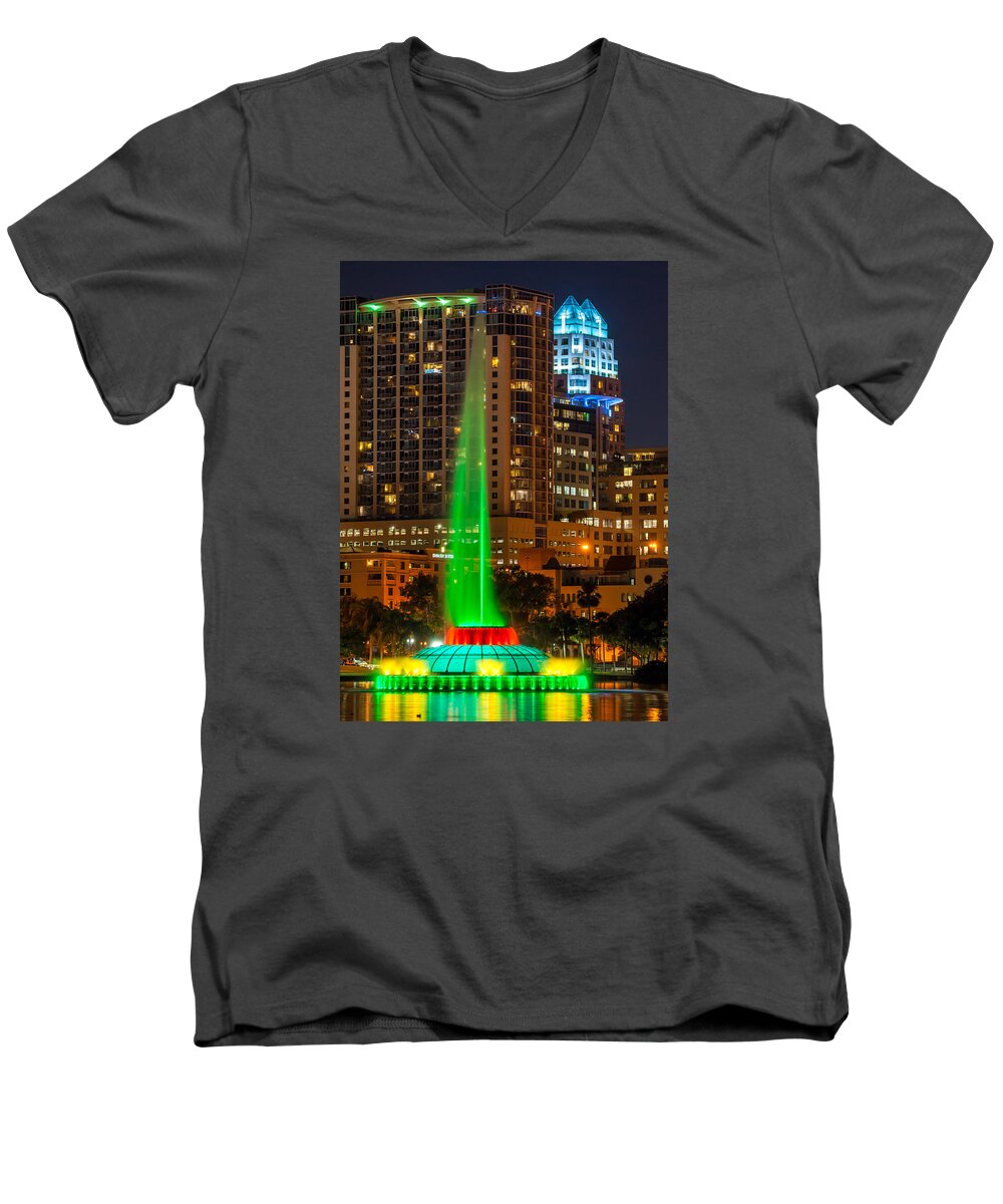Fountain Men's V-Neck T-Shirt featuring the photograph The Fountain by David Hart