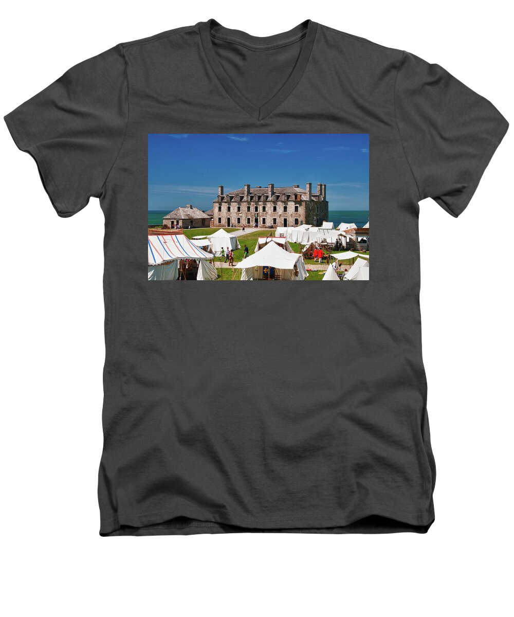 French Castle Men's V-Neck T-Shirt featuring the photograph The French Castle 6709 by Guy Whiteley