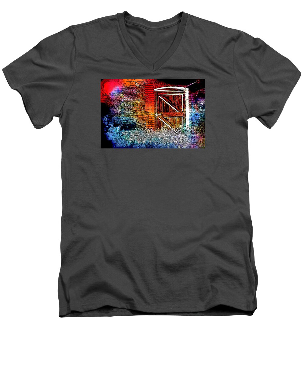 Abstract Men's V-Neck T-Shirt featuring the photograph The gate by Tom Gowanlock
