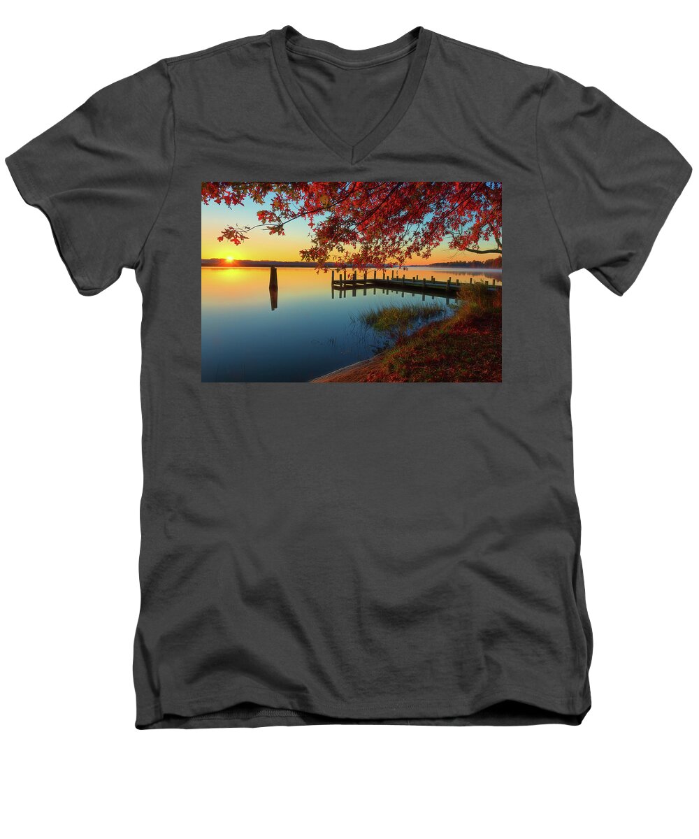 Photograph Men's V-Neck T-Shirt featuring the photograph The Glassy Patuxent by Cindy Lark Hartman