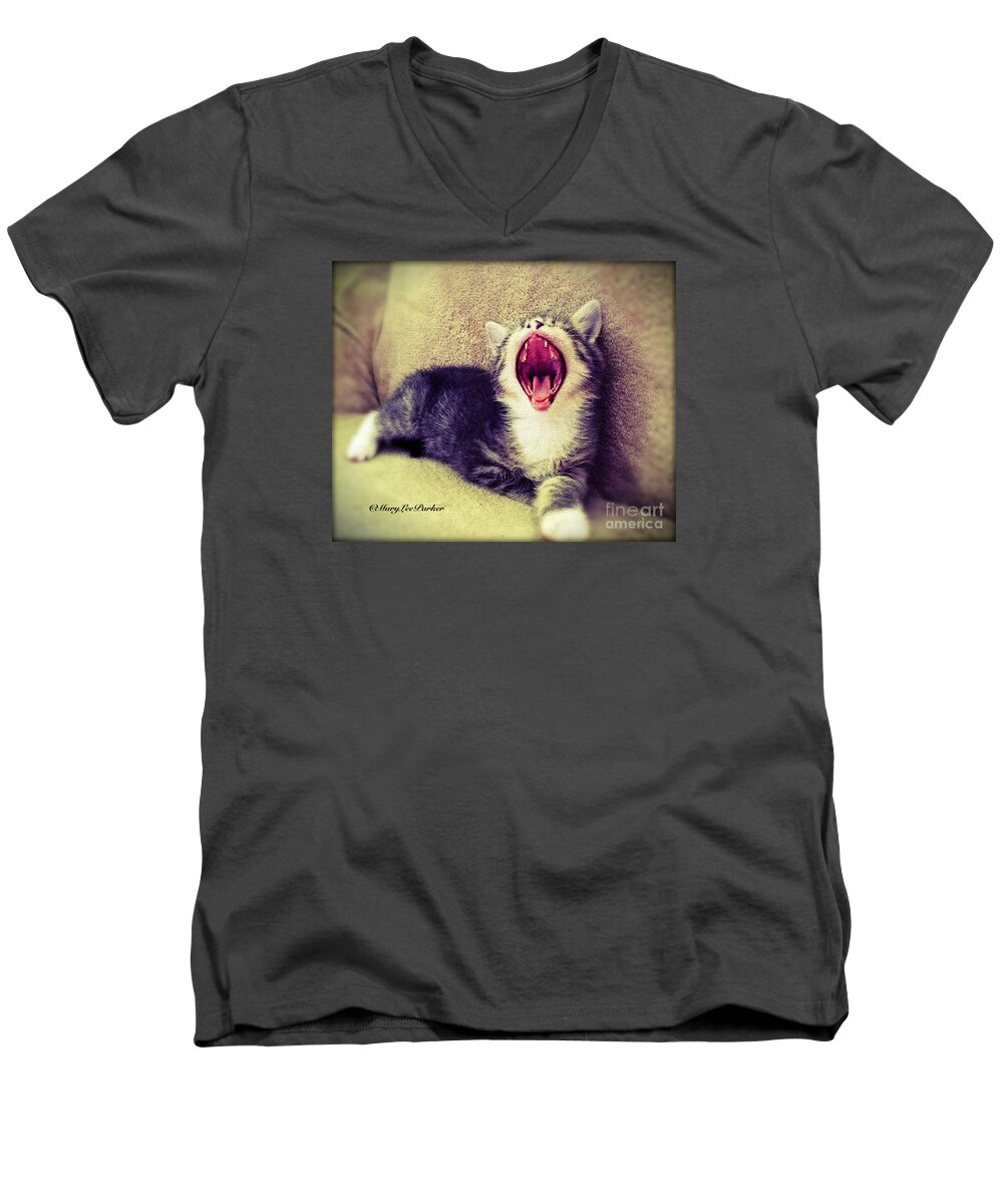 Photograp Men's V-Neck T-Shirt featuring the mixed media The King Of Beast by MaryLee Parker