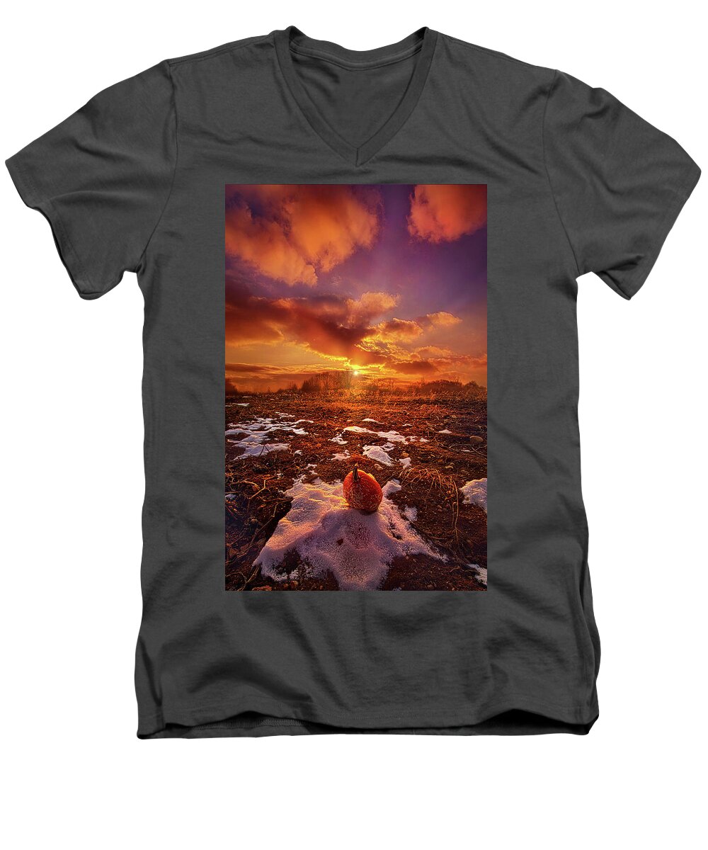 Clouds Men's V-Neck T-Shirt featuring the photograph The Last Pumpkin by Phil Koch