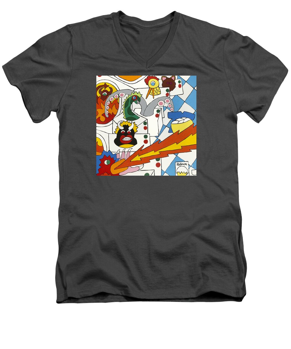 Laundry Mat Men's V-Neck T-Shirt featuring the painting The Laundry mat by Rojax Art